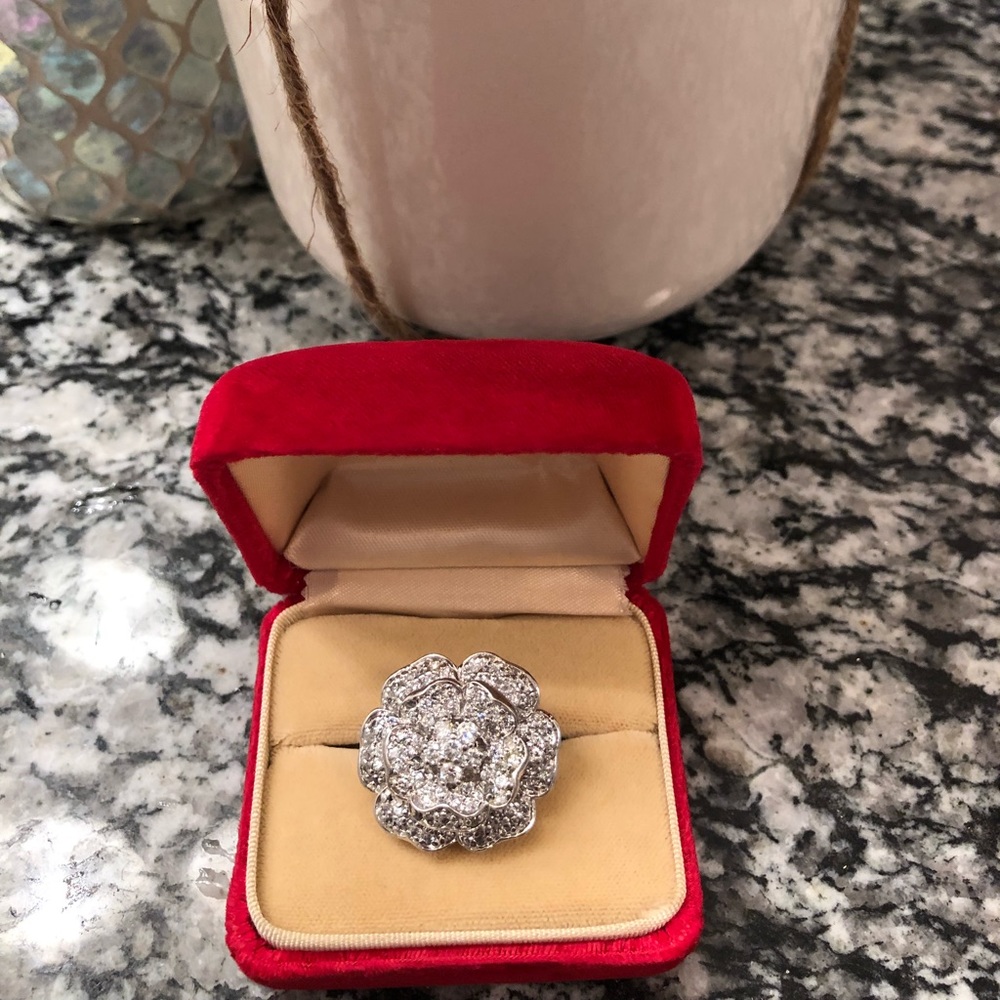 SILVER CAMELLIA RING